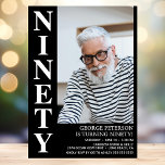 Invitation NINETY Photo moderne 90th Birthday Party<br><div class="desc">Cet homme moderne 90th Birthday Bold Type Photo Invitation est parfait pour célébrer l'homme dans votre vie qui a quatre-vingt-dix ans. Le mot "quatre-vingt-dix" est dans une fabuleuse police casquette en blanc sur noir. Vous choisissez la photo qui rend cette invitation unique à votre invité d'honneur. Les modèles sont très...</div>