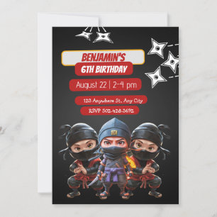 Invitation Ninja Anniversaire Bash : Fun & Stealth Party Invi