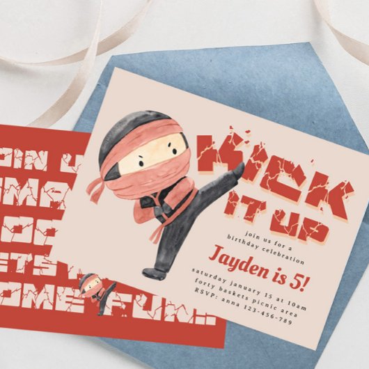 Invitation Ninja Anniversaire, Karate Martial Arts, Kick it u