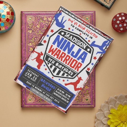 Invitation Ninja Athletic Warrior Anniversaire Fête Invitatio