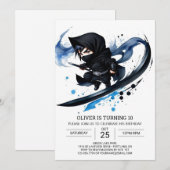 Invitation Ninja Aventure Enfants Personnalisée Anniversaire (Devant / Derrière)