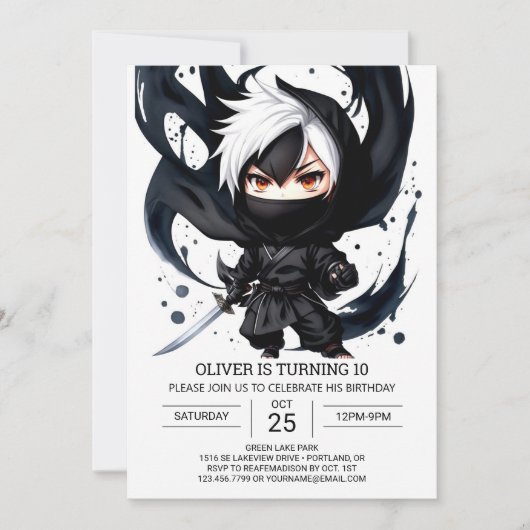 Invitation Ninja Aventure Personnalisée Anniversaire (Devant)