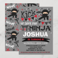 Invitation Ninja Birthday Karate Birthday Party