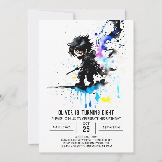 Invitation Ninja Boy Digital Anniversaire (Devant)