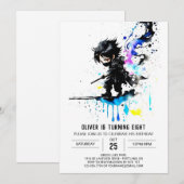 Invitation Ninja Boy Digital Anniversaire (Devant / Derrière)
