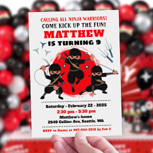 Invitation Ninja fête anniversaire invitation, Karate