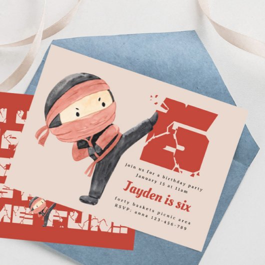 Invitation Ninja fête d'anniversaire, garçons 6e anniversaire