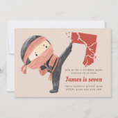 Invitation Ninja fête d'anniversaire, Garçons Karate 7e anniv (Devant)
