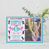 Invitation Ninja Filles guerrières rose Turquoise photo d'ann (Debout devant)