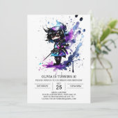 Invitation Ninja Girl Anniversaire moderne (Debout devant)
