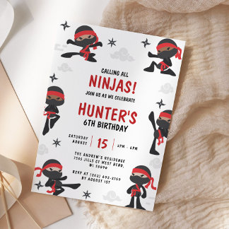 Invitation Ninja Guerrier Arts Martiaux Karate Anniversaire