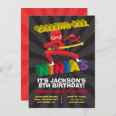 Invitation Ninja Guerrier fête d'anniversaire (Devant / Derrière)