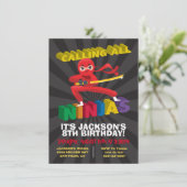 Invitation Ninja Guerrier fête d'anniversaire (Debout devant)
