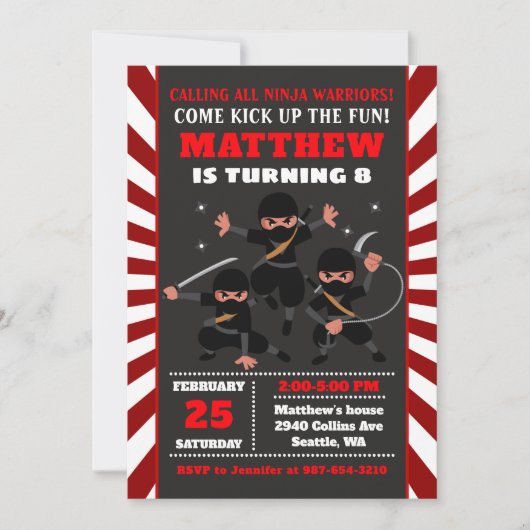 Invitation Ninja invitation, Ninja anniversaire (Devant)