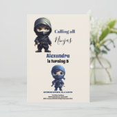 Invitation Ninja Karate Arts martiaux fête d'anniversaire (Debout devant)