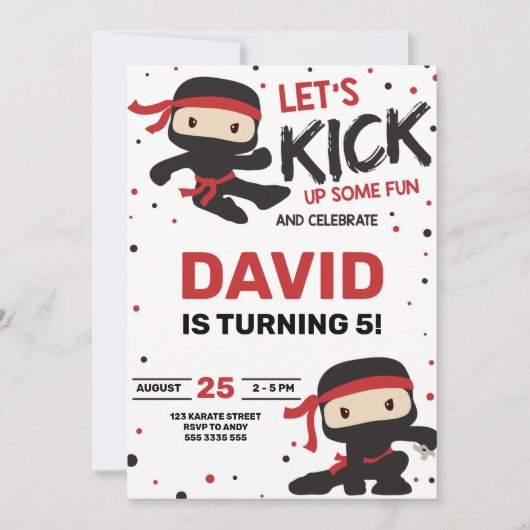 Invitation Ninja Karate Boy Anniversaire Arts martiaux (Devant)
