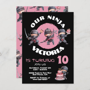 Invitation Ninja Karate Cake Guerrier Fête d'anniversaire