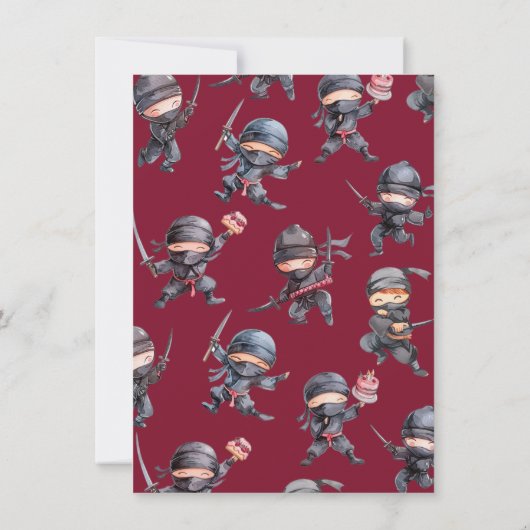 Invitation Ninja Karate Cake Guerrier fête d'anniversaire (Dos)