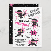 Invitation Ninja Karate Fille guerrière fête d'anniversaire (Devant / Derrière)