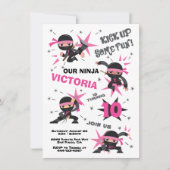 Invitation Ninja Karate Fille guerrière fête d'anniversaire (Devant)