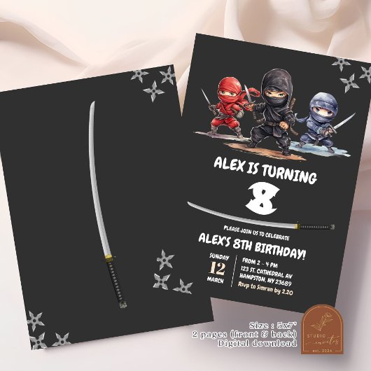 Invitation Ninja Noir Américain