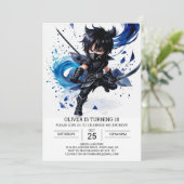 Invitation Ninja numérique d'entraînement pour enfants annive (Debout devant)