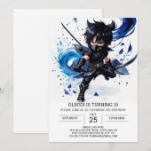 Invitation Ninja numérique d'entraînement pour enfants annive (Devant / Derrière)