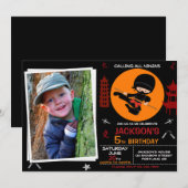 Invitation Ninja party birthday - Ninja Warrior birthday (Devant / Derrière)