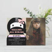 Invitation Ninja Pink & Black Girl Photo Anniversaire (Debout devant)