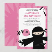 Invitation Ninja Power Pink (Devant / Derrière)