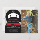 Invitation Ninja Red & Black Boy Photo Anniversaire (Devant)