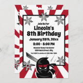 Invitation Ninja Samurai Guerrier Enfants garçons fête d'anni (Devant / Derrière)