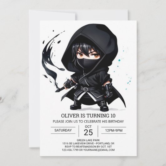 Invitation Ninja Surprise Enfants Anniversaire (Devant)