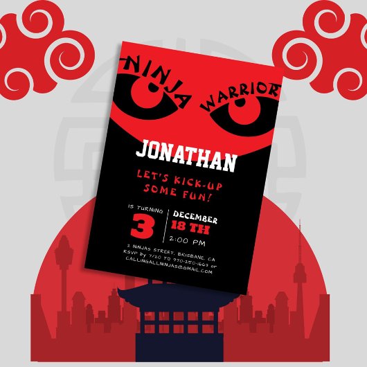Invitation Ninja Warrior Eyes Boy Birthday