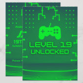 Invitation Niveau 19 Débloqué Jeux Anniversaire 19 Ans  (Devant / Derrière)