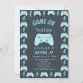 Invitation Niveau Bleu Fête de Jeu Vidéo Élévation 11e Annive (Devant)