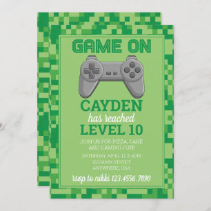 Invitation Niveau de jeu vidéo en haut Gamer Anniversaire Inv