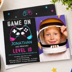 Invitation Niveau de jeu vidéo Joueur anniversaire Photo