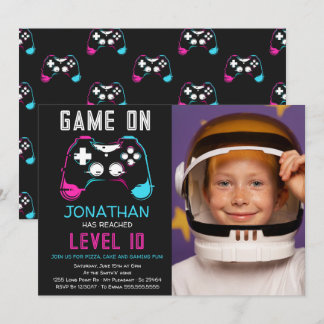 Invitation Niveau de jeu vidéo Joueur anniversaire Photo