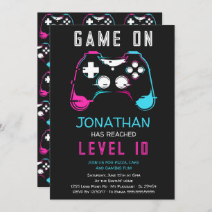 Invitation Niveau de jeu vidéo sur Gamer Anniversaire Invitat