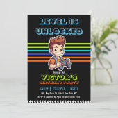 Invitation Niveau du jeu vidéo jusqu'à Gamer Boy Anniversaire (Debout devant)
