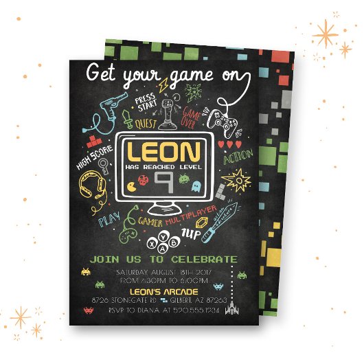 Invitation Niveau du jeu vidéo jusqu'à l'invitation d'anniver