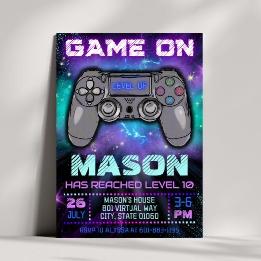 Invitation Niveau du jeu vidéo jusqu'à l'invitation d'anniver