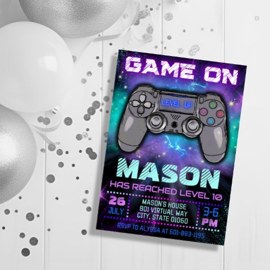 Invitation Niveau du jeu vidéo jusqu'à l'invitation d'anniver