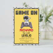 Invitation Niveau du jeu vidéo pour l'astronaute Gamer Annive (Debout devant)