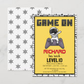 Invitation Niveau du jeu vidéo pour l'astronaute Gamer Annive (Devant / Derrière)