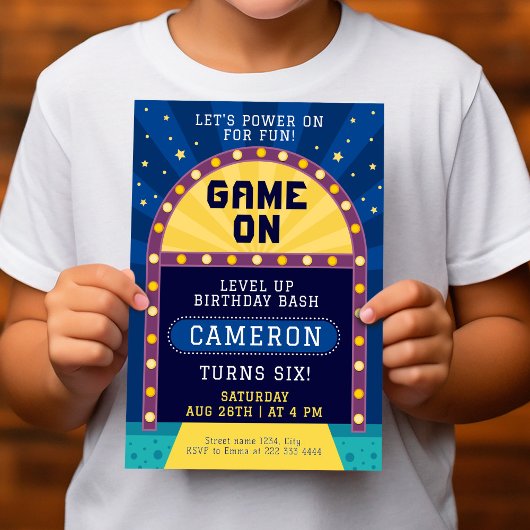 Invitation Niveau Jeux d'arcade