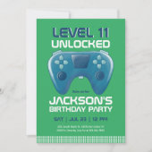Invitation Niveau Jeux vidéo Jeu vert déverrouillé Anniversai (Devant)