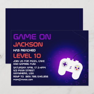 Invitation Niveau supérieur de jeu vidéo Fête d'anniversaire 