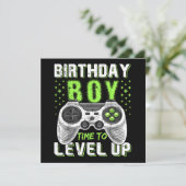 Invitation Niveau Up Anniversaire Jeu vidéo pour garçon (Debout devant)